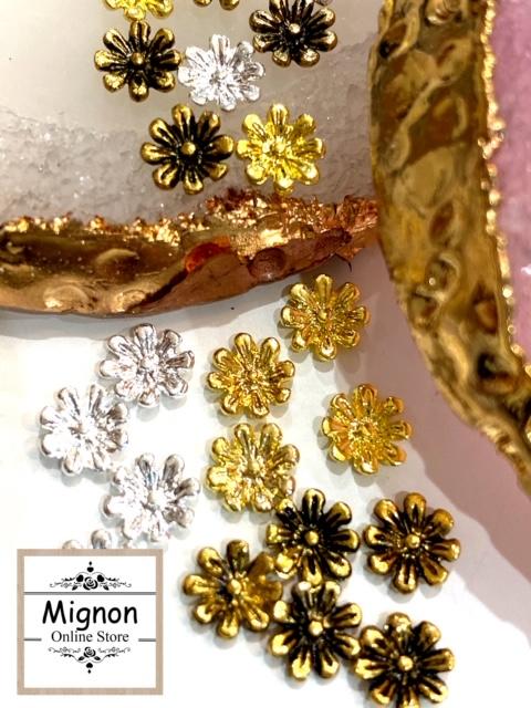 Mignonパーツ アンティークフラワー L 5mm (ゴールド・シルバー・アンティーク）3個