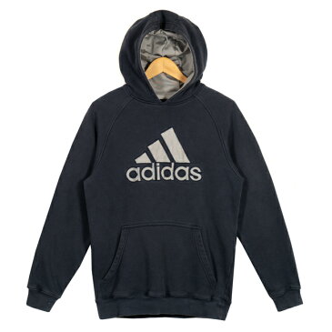 アディダス トレーナー adidas S (M相当) アメリカ古着 裏起毛 ネイビー/シルバー パーカー【中古】