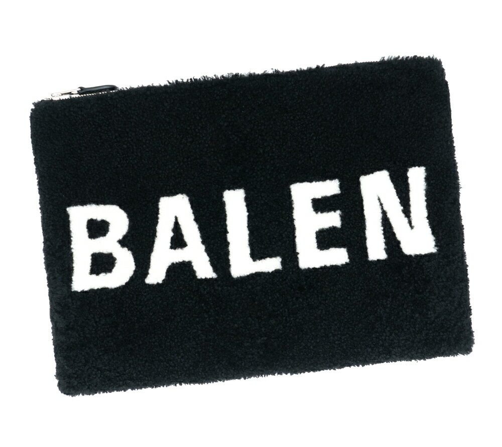 バレンシアガ BALENCIAGA クラッチバッグ ブラック/ホワイト ロゴ 492681 0E91N 1080 メリノウール/レザー 革 ギフト プレゼント ギフトラッピング対応