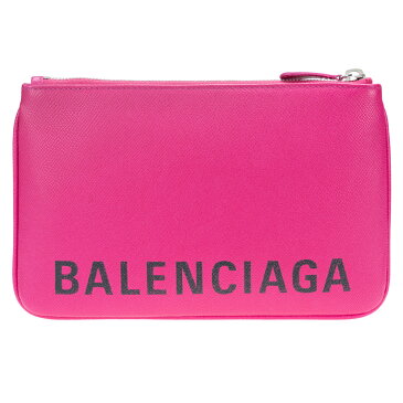 バレンシアガ BALENCIAGA ポーチ バッグ クラッチバッグ VILLE ヴィル ピンク ロゴ 545773 型押しレザー 革 送料無料