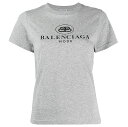 バレンシアガ Tシャツ カットソー 半袖 トップス ロゴ グレー BALENCIAGA レディース 583259 TFV76 1300 M コットン 綿 春夏 スリム ぴったり タイト