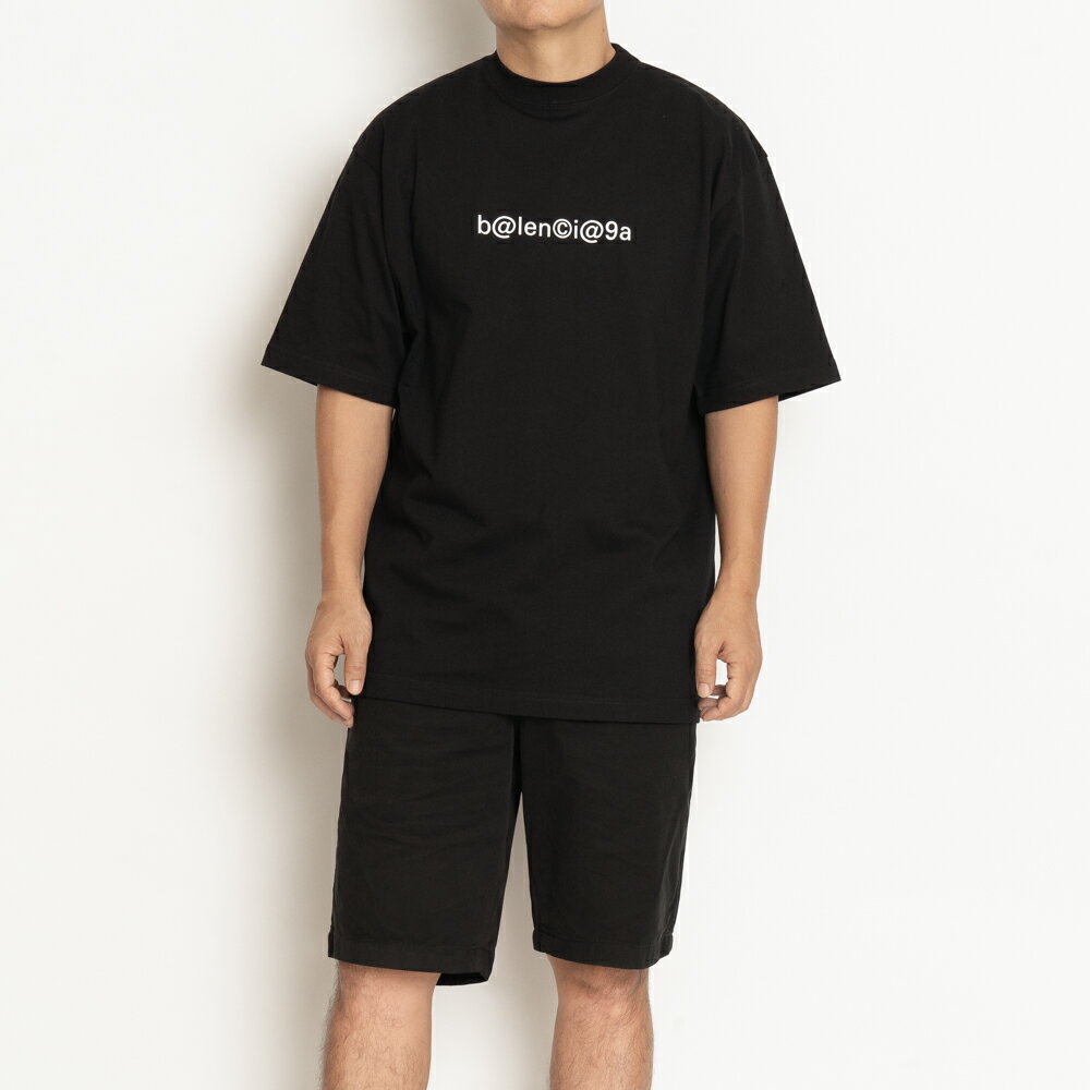 バレンシアガ Tシャツ カットソー オーバーサイズ XS/S 半袖 トップス ワイド ブラック BALENCIAGA メンズ レディース 620941 TIV50 1070 コットン 綿 黒 ゆったり おしゃれ お洒落