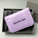 バレンシアガ 財布（レディース） バレンシアガ 財布 三つ折り財布 クロコ BALENCIAGA EVERYDAY 593813 1LRR3 5360 パープル