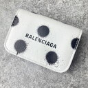 バレンシアガ 財布（メンズ） バレンシアガ BALENCIAGA 財布 三つ折り財布 ホワイト スプレー ドットプリント 593813 1WVG3 9188 CASH MINI レディース メンズ ギフト プレゼント