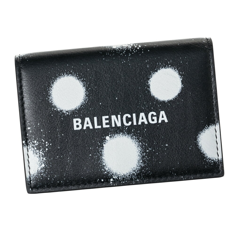 バレンシアガ 財布（レディース） バレンシアガ BALENCIAGA 財布 3つ折り財布 CASH MINI ウォレット スプレー ドットプリント スムースカーフスキン レディース メンズ 594312 1WVG3 1097 ギフト プレゼント