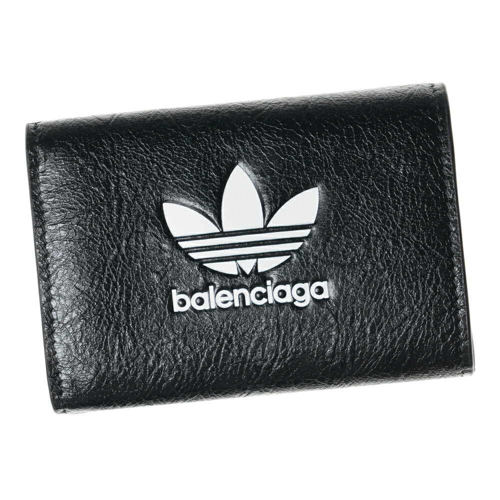 バレンシアガ 三つ折り財布 レディース バレンシアガ BALENCIAGA×ADIDAS バレンシアガ×アディダス コラボ 財布 三つ折り財布 ミニ財布 メンズ レディース 721893 210M6 1091 ユニセックス ブラック ギフト プレゼント 新品 正規品