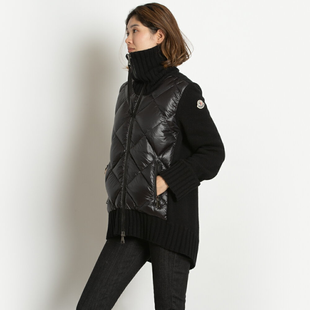 モンクレール MONCLER カーディガン ニット/ダウン レディース パッド付ニット ダウンジャケット ブラック 黒 moncler CARDIGAN TRICOT 9b51600 A9197 999 XS/M 腕ロゴ 新品・正規品 プレゼント ギフトのサムネイル