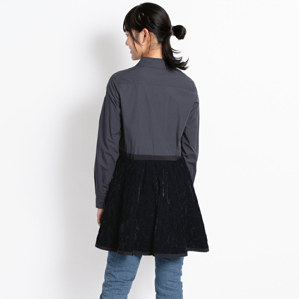 モンクレール MONCLER ワンピース シャツワンピ コットン/コーデュロイ ネイビー 長袖 ABITO 2G70810 595BI 742/14A S相当 大人もOK