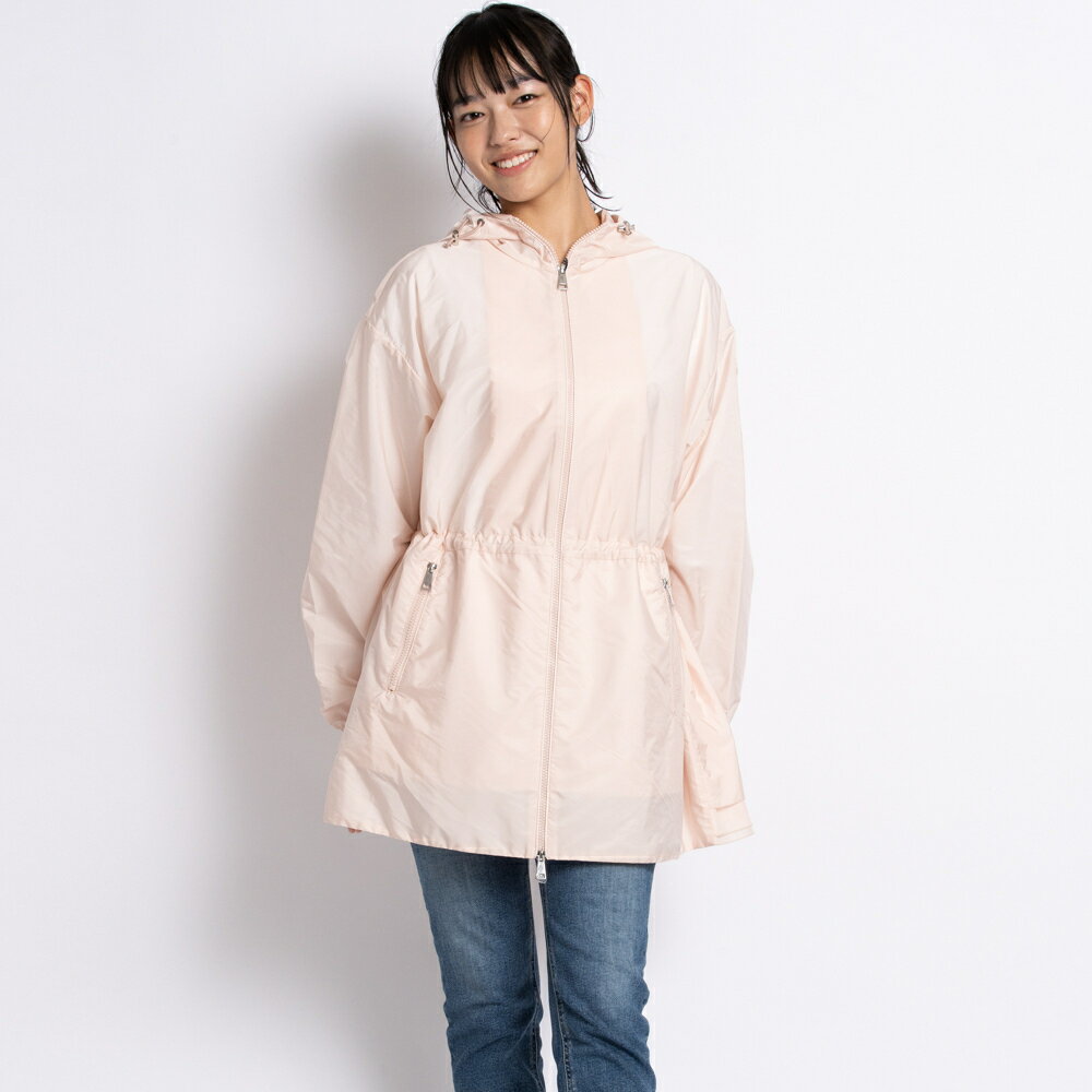 モンクレール MONCLER ナイロンジャケット ジップアップ ライトピンク 袖にロゴパッチ ウエストフリル WETE 1A00117 54155 529/1