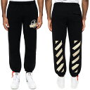 オフホワイト off-white スウェットパンツ ブラック/ベージュ テープ XS/S OMCH022G20FLE0011061 TAPE ARROWS SHORTEN SWEATPANT OFF-WHITE 裏起毛 新品 正規品