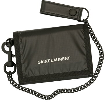 サンローラン パリ SAINT LAURENT PARIS 財布 3つ折り財布 小銭入れ付き 折財布 チェーンウォレット ブラック/ホワイト メンズ 586279 HPF1E 1070 ナイロン