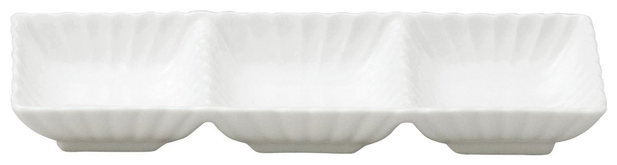 かすみ 白 3連皿 花伝 KOYO 光洋 光洋陶器 56100078 おしゃれ かわいい 和食器 可愛い 和陶器 業務用 食洗機対応 日本製