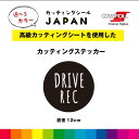 DRIVE REC カッティング シール 直径12cm 円形 背景あり ドラレコ 切り文字 車 屋外用 高品質 シンプル 窓 かわいい おしゃれ 選べるカラー 送料無料