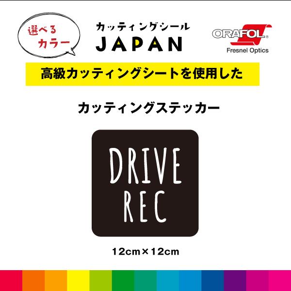 DRIVE REC カッティング シール カッティングシート 縦12cm×横12cm ドラレコ 切り文字 車 屋外用 高品質 背景あり シンプル 窓ガラス かわいい おしゃれ 選べるカラー 送料無料