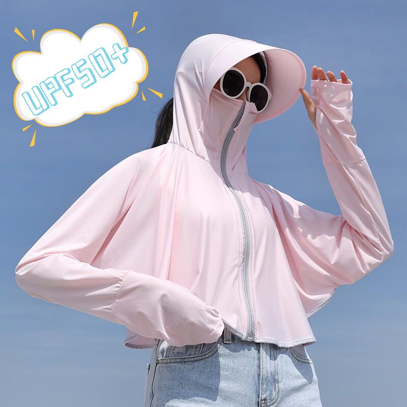 -7℃ 指穴 サンバイザー 日焼け防止 シャリ感 つば 紫外線対策 UVカット 取り外し UV 速乾 トップス 素材 4タイプ メッシュ パーカー 長袖 大きいサイズ アウター 体型カバー ラッシュガード 服 冷感 吸湿 通気口 薄手 顎紐 レディース