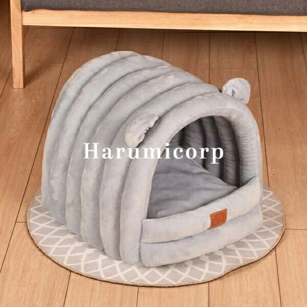 ペットベッド 柔らかい 猫 可愛い 滑り止め おしゃれ ぐっすり眠る 猫用 小型犬用 キャットハウス ネコベッド もこもこ 犬猫兼用 ドーム型 暖かい 犬 犬用ベッド クッション L(45*40*35cm) 保温防寒 洗える ペット用寝袋 春夏秋冬 ペットハウス ペット用品 ドームハウス