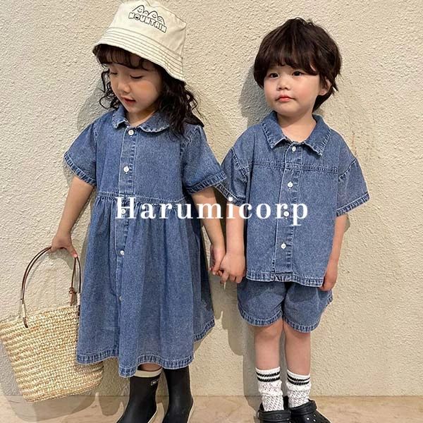 乐天商城 - 140 子供服 プレゼント 150cm 女の子 夏 トップス 誕生日 ボトムス 130 半袖 デニムパンツ 双子 Tシャツ 姉妹 ベビー服 シンプル ワンピース キッズ 入園 110 かわいい 入学 120 ジュニア 男の子 セットアップ おしゃれ 韓国子ども服