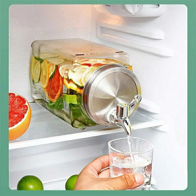 透明冷蔵庫 梅酒 蛇口付き 3L 密閉缶 ジュース 飲料ボトル貯蔵タンク サーバー 冷水筒 ポット ビール 大容量 保存容器 スタンドなし ドリンク バレルディスペンサー