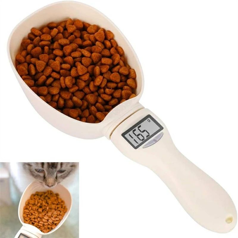 スプーンスケール ペットドッグフード計量スプーン計量カップ食器ポータブルキッチン用 電子計量 取り外し可能な ホワイ ホワイト ペット取り外し可能 ペットフード 犬 LCDモニター測定 計量スプーン