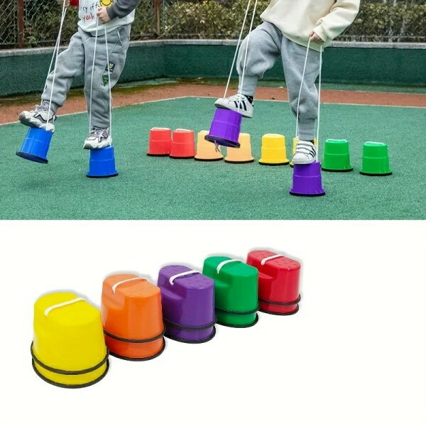 バランストレーニングおもちゃ 【無料送料】キッズ用スタイルトゥーカー - 調整可能なロープ、耐久性プラスチック製、軽量で協調運動・モータースキル発達に最適、室内感覚統合＆屋外スポーツ、鮮やかなカラー、簡単調節、歩行補助、身体リラクゼーション