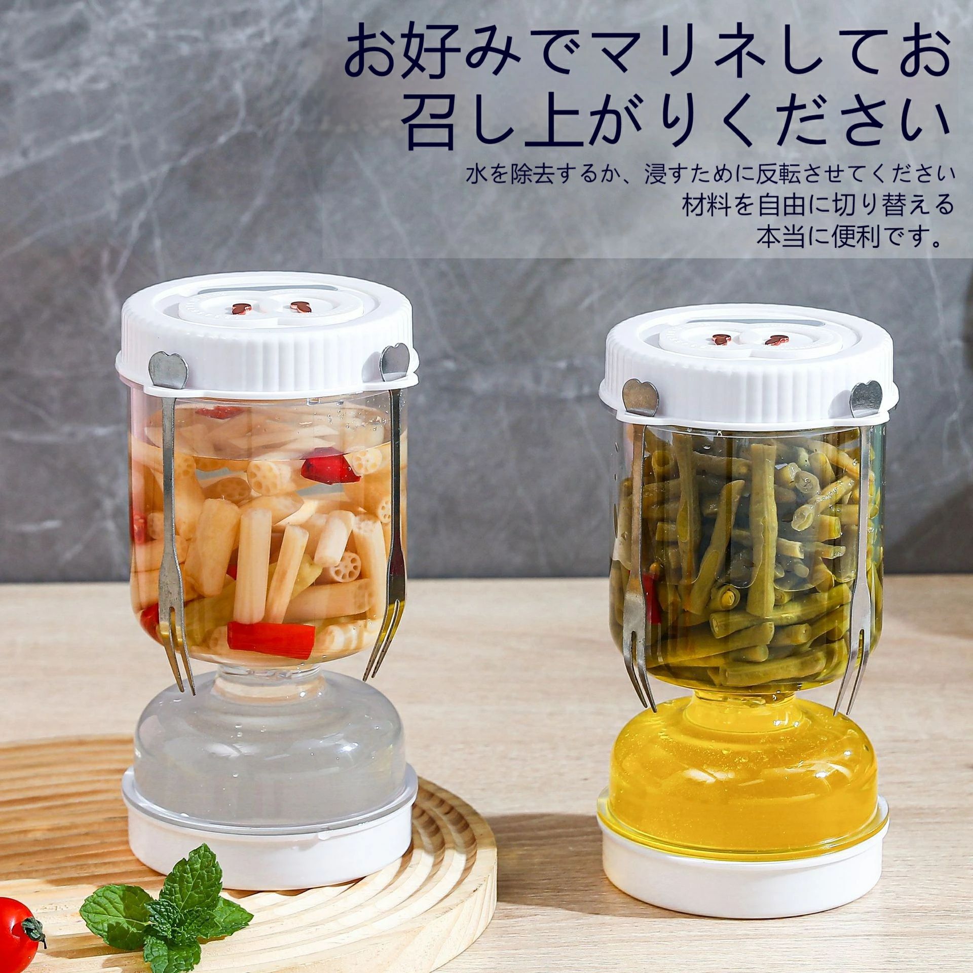 キムチの水切り容器 日本では韓国風漬物乾湿分離ガラス瓶 キムチ水切りポッ 革新的なタイミング保持 キムチ用 水分分離容器 保存容器 キムチ用ポット 350ml 発酵熟成容器、キムチ保管容器