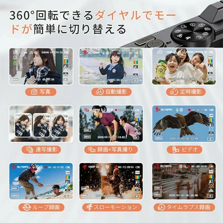 �ǥ����� WIFI�б� 180�ٲ�ž �ǥ����륫��� ����� ����ι�� ����ǥ� 5K 7500������ ���ޥۤ������ 64GB�ޥ�����SD�������դ� 18�ܥ����� �Хåƥ꡼2�� �Ҷ��� ����ι�� ���ޥ�ž�� ����� �ץ쥼���