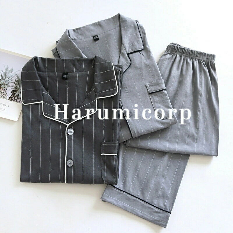 乐天商城 - パジャマ 長袖 メンズパジャマ 寝間着 上下セット 秋冬新品 メンズ 男性用部屋着 紳士パジャマ ストライプおまかせ 綿100％ 長ズボン パジャマ 前開き