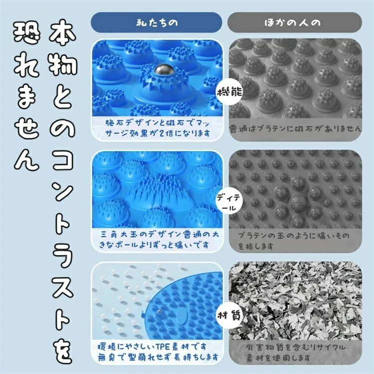 【SNSで話題】足ツボマット 足つぼマット 磁石付き 効果 足のむくみ ダイエット 径38~61cm 解消 4000突起 足つぼ マット マッサージ マット フットマッサージ マット 足裏マッサージ 足踏み ツボ押し 3