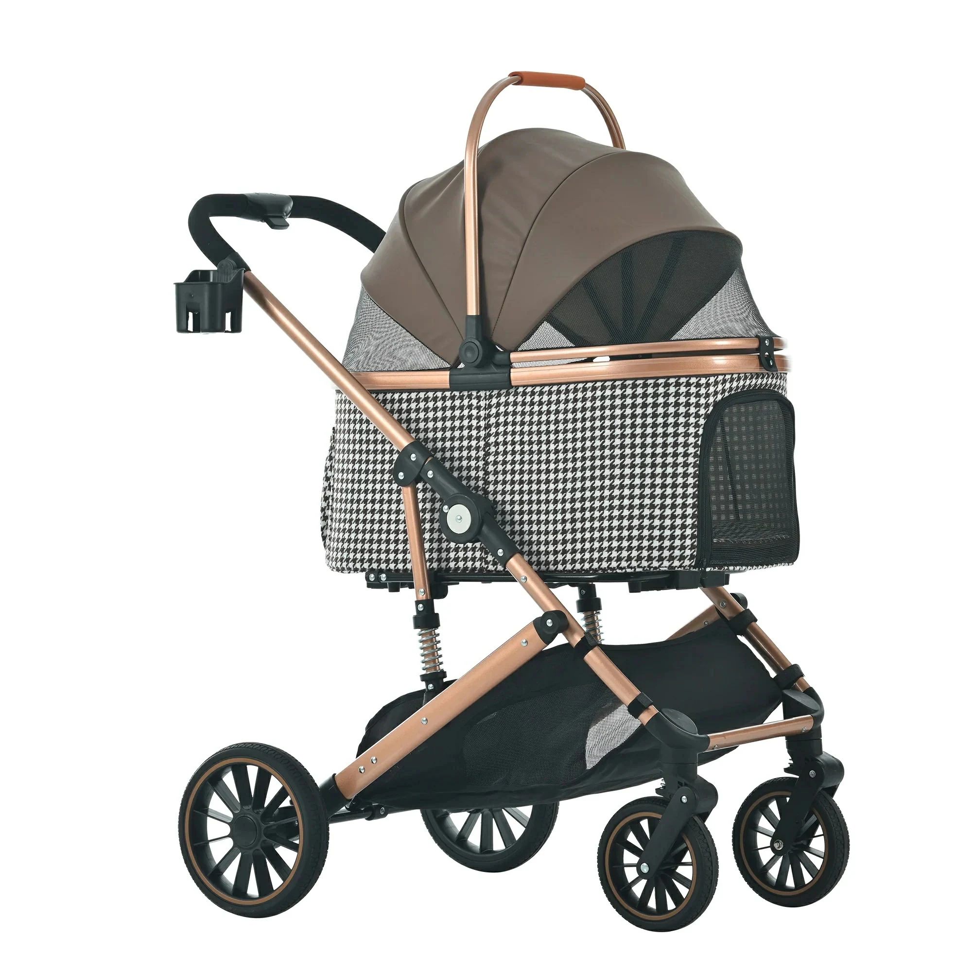 Nursing Cart - ペットカート 4輪 多頭 耐荷重25kg 対面式 分離式 2way 折りたたみ 多頭 中型犬 小型犬 フルオーペン 4輪 アルミ製 収納 軽量 ストッパー付き ダンパー付き 組立簡単 犬カート