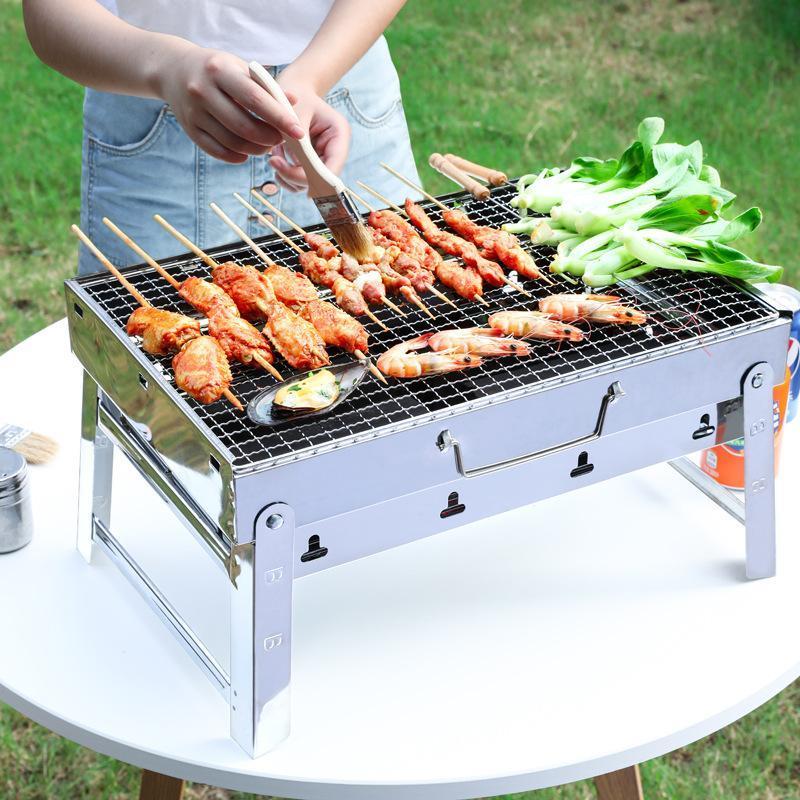 コンロ 折りたたみ バーベキューコンロ BBQ 焚き火台 アウトドアコンロ キャンプ ミニコンロ ステンレス 庭 屋外 野外 組立 収納バック 焼網付 M：35x27x20cm