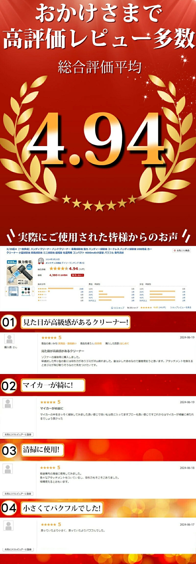 ★ハンディクリーナー コードレス ハンドクリーナー 車用掃除機 13000PA ハンディー掃除機 ハンディ掃除機 USB充電 カークリーナー 小型掃除機 車載掃除機 強力 ミニ掃除機 軽量 乾湿両用 コンパクト 4000mAh パワフル 車内清掃