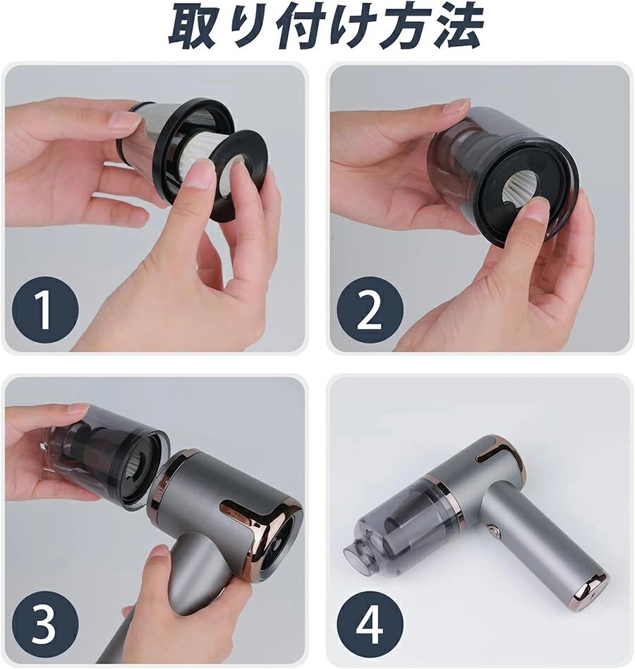 ★3個セット 23656 ZX-107 23887/23889 ZX-109に適応 車用掃除機 ハンディクリーナーの交換部品 1個ステンレスフィルター+2個HEPAフィルター