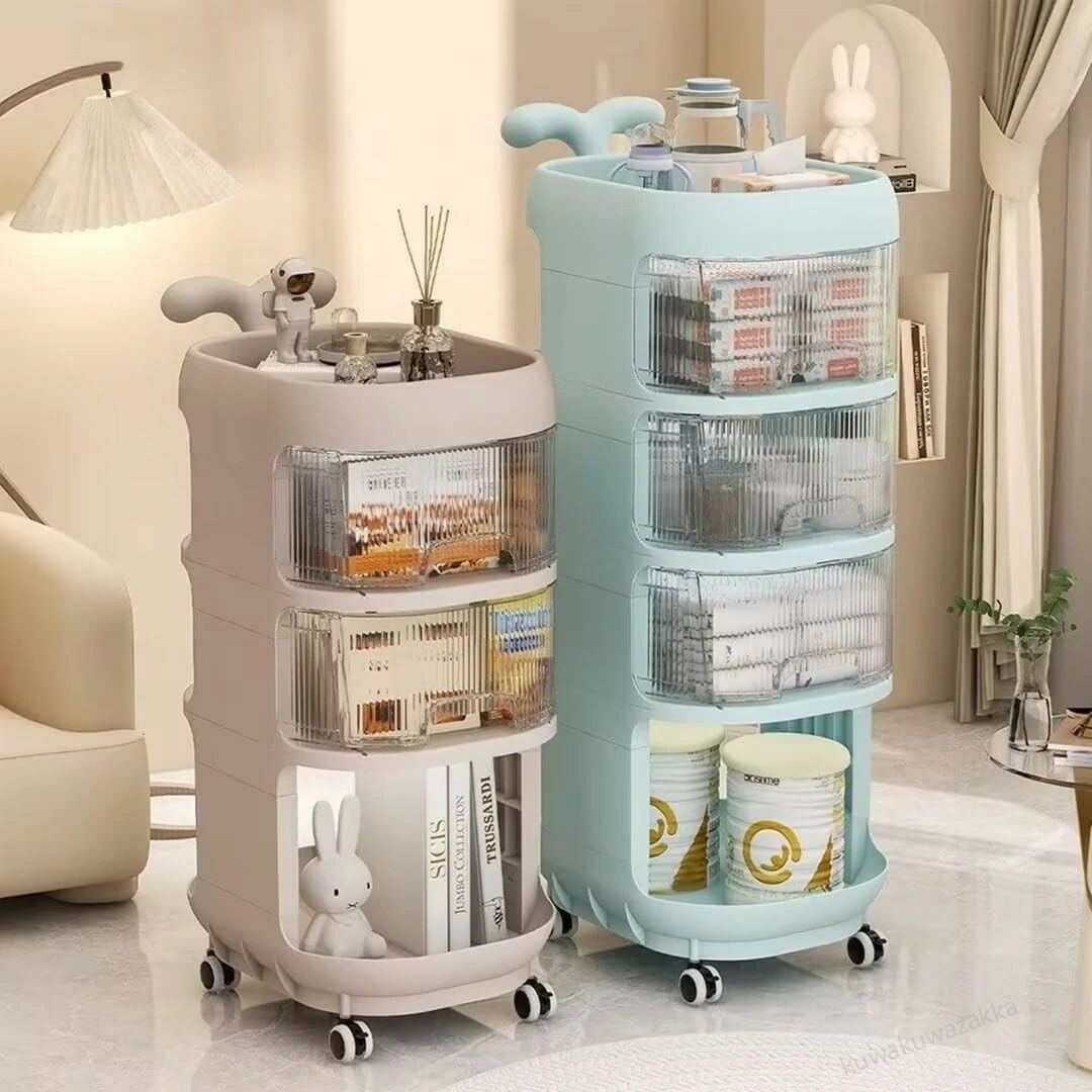 ベビーワゴン キャスター付き 4段 ベビー用品 収納ワゴン 引き出し 取っ手付き 赤ちゃん オムツ収納 多機能 収納カート 大容量 かわいい 移動便利