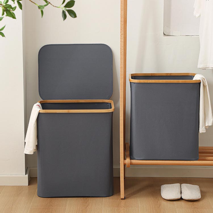 大容量 おしゃれ 洗面所 洗濯物入れ 持ち手付き 収納カゴ 撥水 洗濯カゴ 軽量 蓋付き 防水 収納ボックス 選べる2タイプ スリム 隙間 丸型 長方形 フタ付き ランドリーバスケット コンパクト 折りたたみ 衣類収納