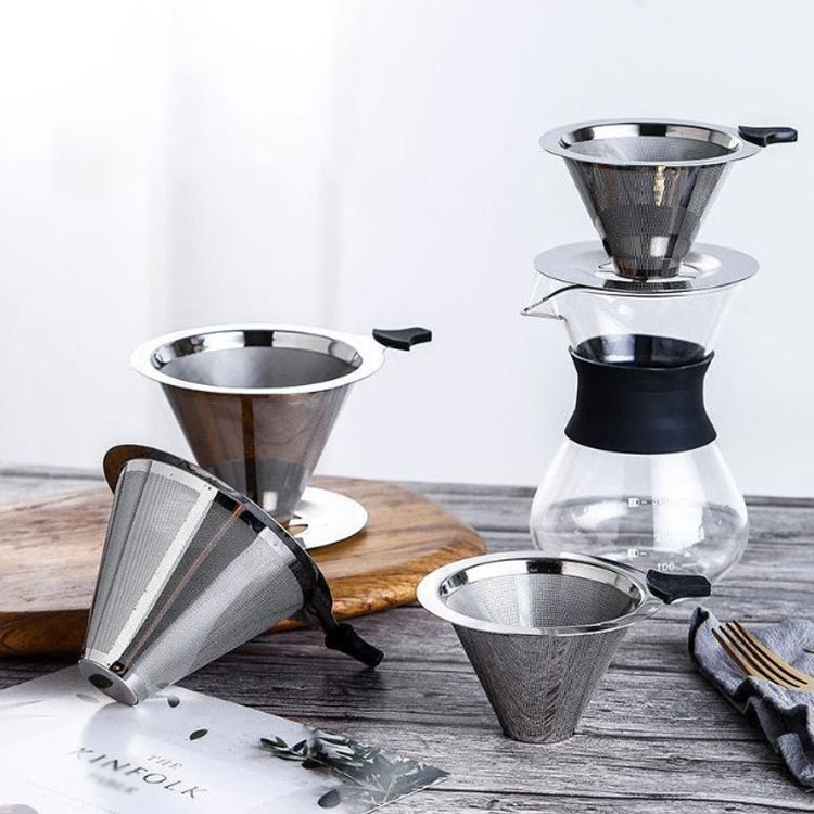 4人用 ステンレス製 プレゼント コーヒー ペーパー不要 コーヒーフィルター くり返し使える コーヒード..