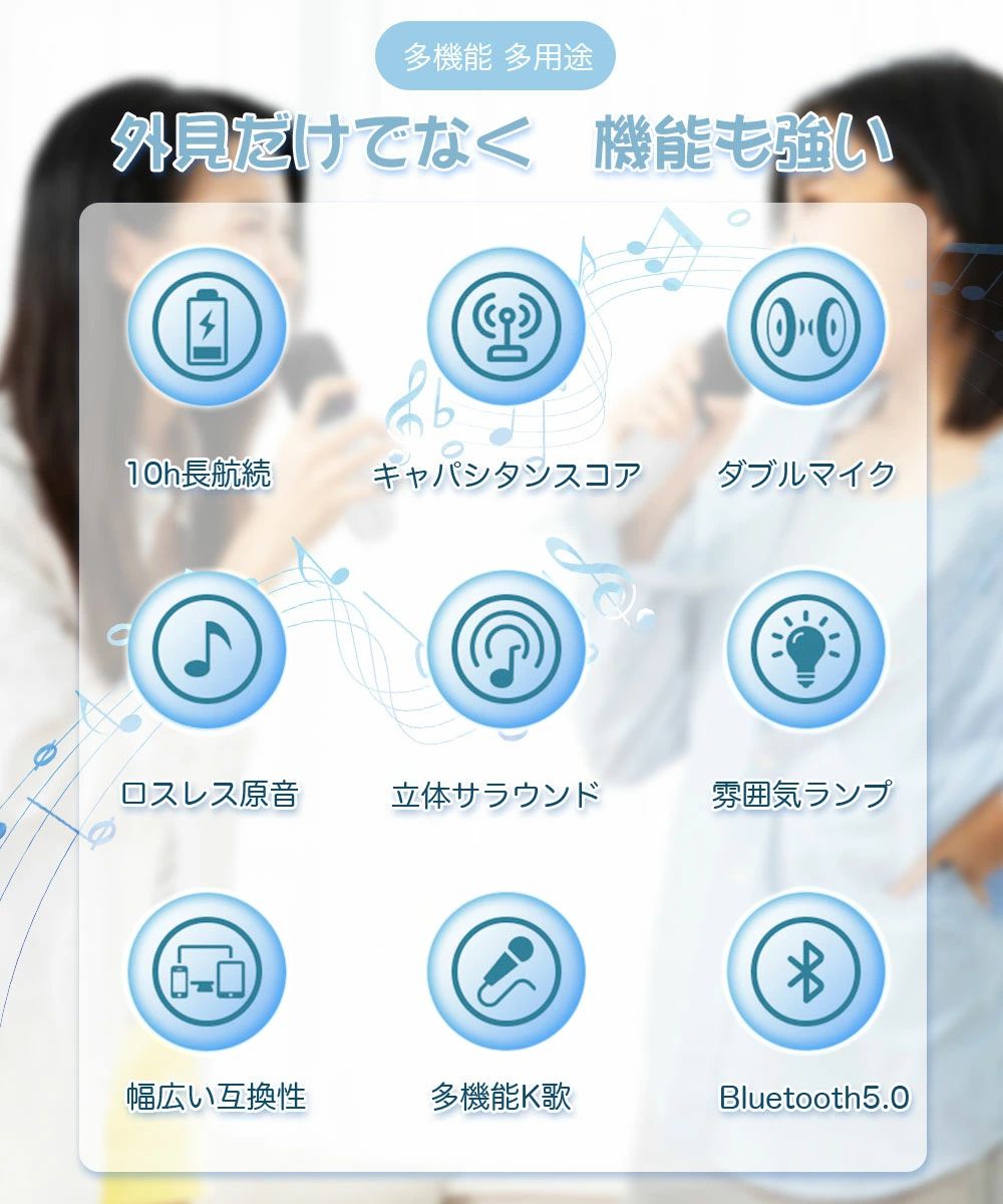 カラオケセット 家で出来る ワイヤレスマイク1本 充電式 高音質 スピーカーセット Bluetooth5.3 拡声器 高低音強化機能 カラオケ 機器 長航続 ロスレス原音 自宅 歌 練習 一人カラオケ 雰囲気ランプ YouTube tiktok テレビ