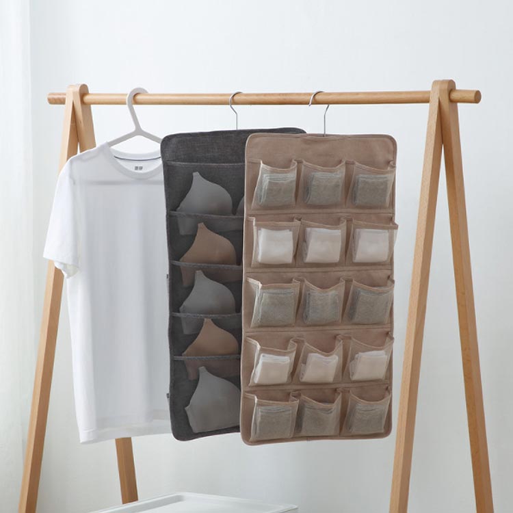 収納用品 20ポケット 靴下 ブラジャー収納 下着収納 省スペース ネクタイ 下着 撥水 両面収納 ショーツ 吊り下げ ブラ 20ポケット インテリア ブラの型崩れ防止 ウォールポケット ハンガー式