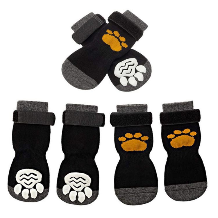 小型犬 かわいい 室内用 滑り止め くつした 肉球保護 滑り止め 犬用靴下 ソックス 中型犬 防寒 犬用 綿 ハイソックス 傷舐め防止 介護 ロングソックス ペット用 おしゃれ 靴下 4個入 大型犬 シニア犬 滑り止め 犬 犬の靴下 面ファスナー付き 老犬(4.0)