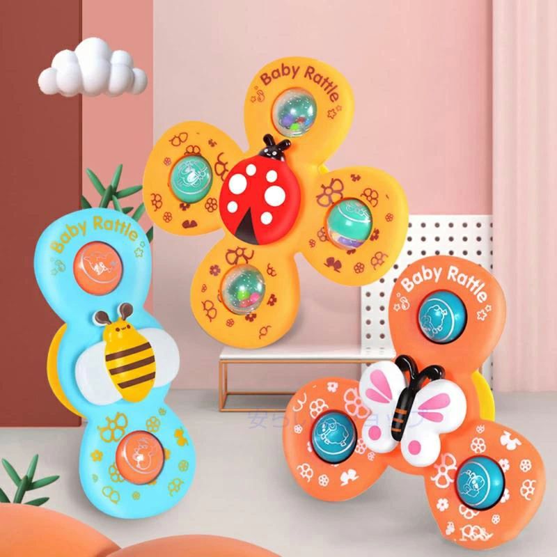 CW storeのハンドスピナー 三点セット昆虫テーマハンドスピナー 赤ちゃん 吸盤付き 風車おもちゃ 赤ちゃん お風呂 おもちゃ 1赤ちゃん 2歳 音 ベビー ハンドスピナー おもちゃ お風呂遊び 水遊び お｜アングル2