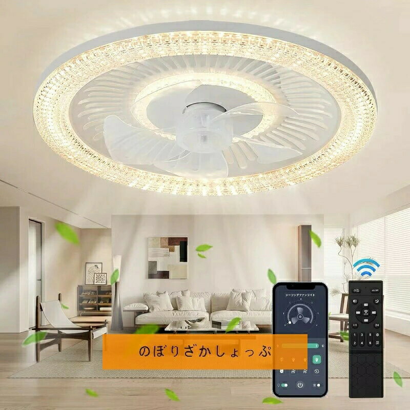 Interior Fans - シーリングファンライト 天井ファンライト 50cm 扇風機 2in1 APP/リモコン LEDシーリングライト ファン付きシーリングライト 昼光色 昼白色 温白色 無段階調光/色調整 6速風量調整 ファン照明 正逆スイッチ 照明器具 空気循環 簡単取付タイプ