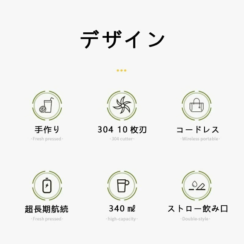 ミキサー 小型 ジュース コードレス USB充電式 コンパクト ガラスコップ 軽量 ジューサー 小型 携帯便利 野菜 果物 離乳食用 一台多役 スムージー 充電式 おしゃれ プロテイン ブレンダー スムージー ミキサー 1台多役 持ち運び 340ml ミ