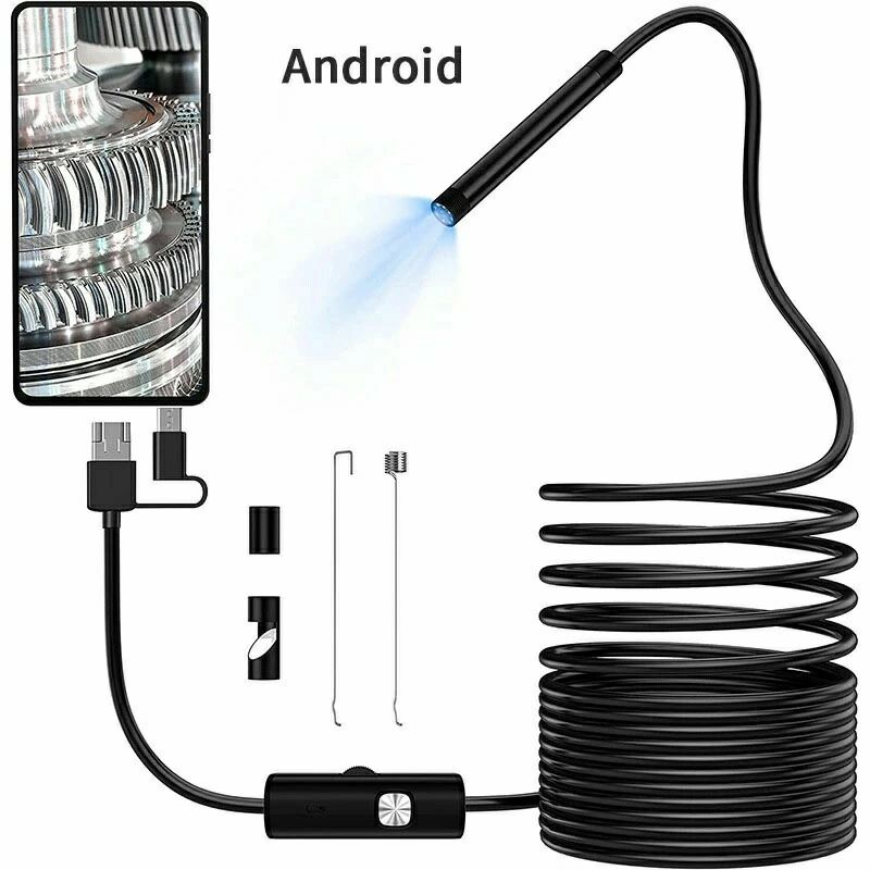 内視鏡 LED付き 充電不要 カメラ HD WIFI不要 工業用 多用途 検査カメラ Android 高輝度LED IP67防水 5m