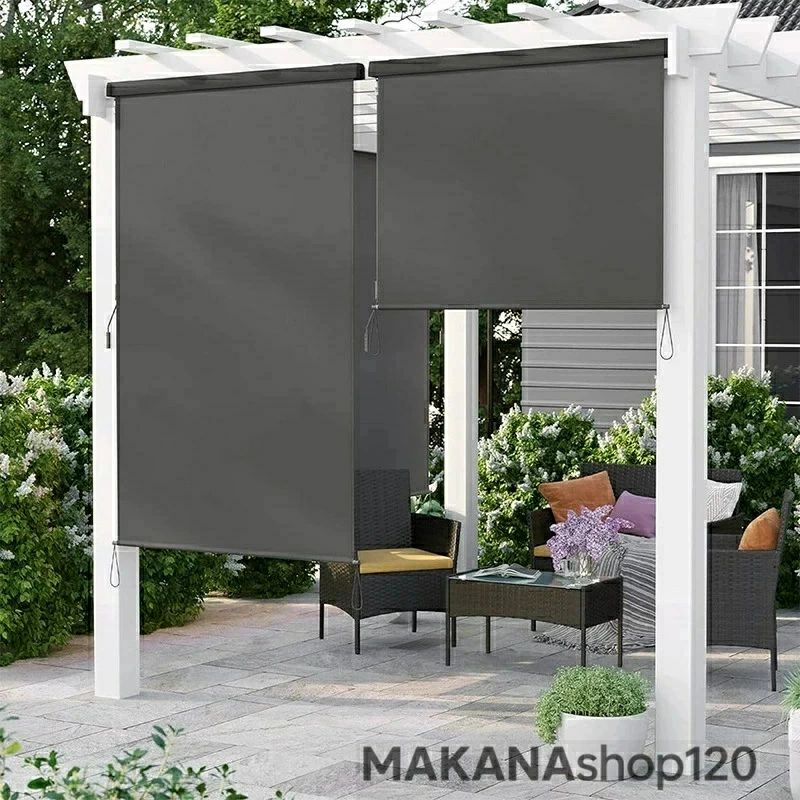 ロールスクリーン 屋外シェード 日よけ 幅100/150/200/250/300cm 高さ180/250cm 耐水 遮熱 UVカット 取付簡単 ベランダ用、ベランダ、裏庭、ポーチ、パビリオン（楽天・CW store）