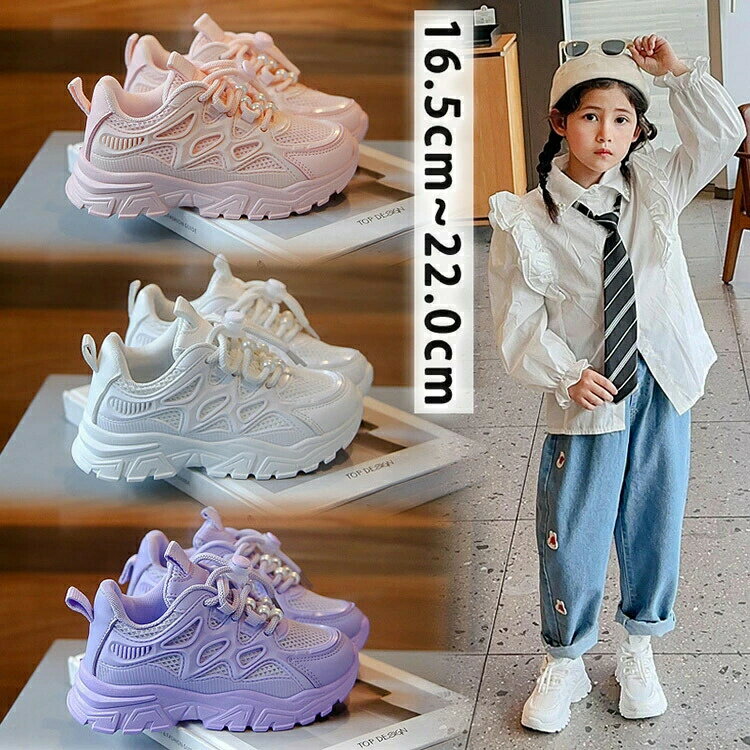 スニーカー キッズダンス衣装 ゴム紐 キッズシューズ 遠足 練習 通気性 パープル ダンス 軽量 お洒落 ..