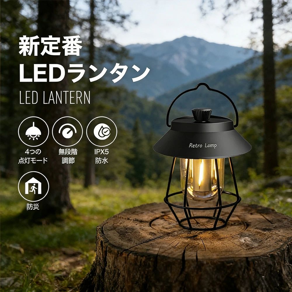 ランタン LED アウトドア キャンプライト 5000mAh大容量 12時間連続点灯 無段階調光 充電式 キャンプ用品 IP56防水 防水 登山 夜釣り照明 プレゼント キャンプ 停電用 防災グッズ 庭園灯