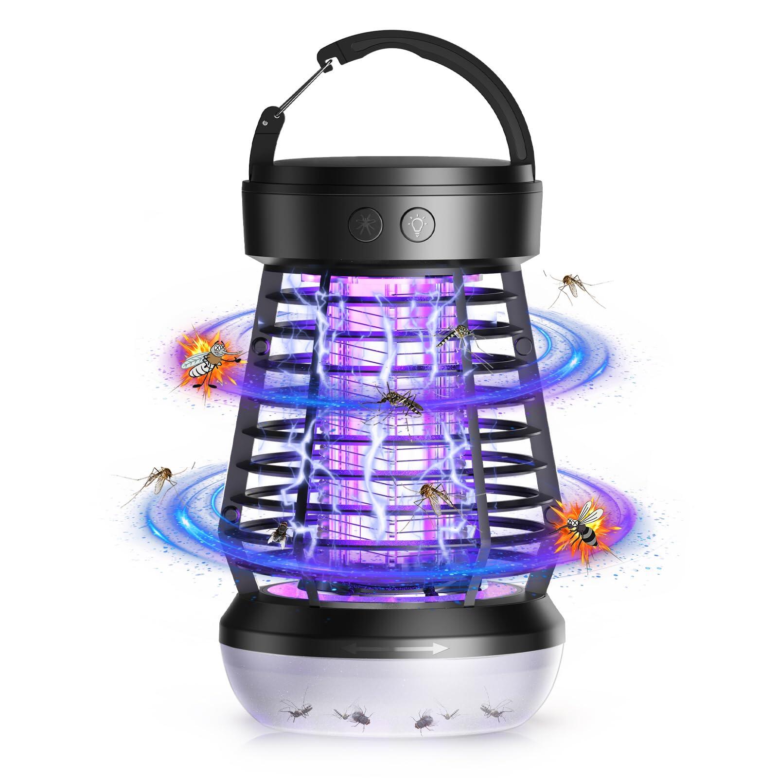電撃殺虫器【2025年新傑作】 電撃殺虫器 コバエ取り 蚊取り 電気 虫除け 捕虫器 電気蚊取り器 UV光源吸引式 蛾 蚊 コバエ 駆除 電撃 360°超強力蚊除け 殺虫ライト 静音設計 省エネ経済 薬剤不用 IPX6防水 USB充電式 大容量2000mAh LEDランプ照明 多機能 電撃殺虫器