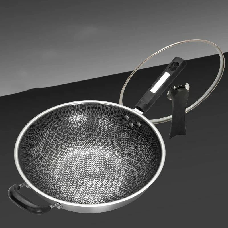 フライパン 高熱効率 炒め鍋 ステンレス 深型 32cm 34cm 蓋付き IH対応 ガス火対応 焦げ付きにくい 炒め鍋 中華鍋 お手入れ簡単 こびりつきにくい