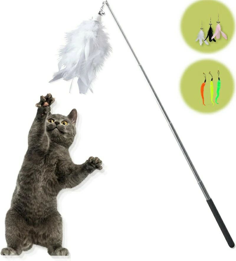 Toys - 猫じゃらし 猫おもちゃ ねこおもちゃ ネコ用おもちゃ 猫 ねこ 遊ぶ 猫用品 釣り竿 伸びる セット 羽根 伸びる しなやか 運動不足解消 ペット用品