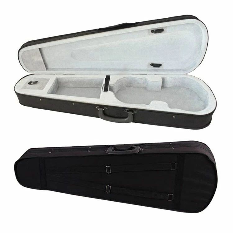 箱 - 軽量 1/4 バイオリン三角形ハードケース 音楽スクールバッグ 1/2 バイオリンケース 2弓ホルダー ベルベット 2カラーランダムで発送 1/8