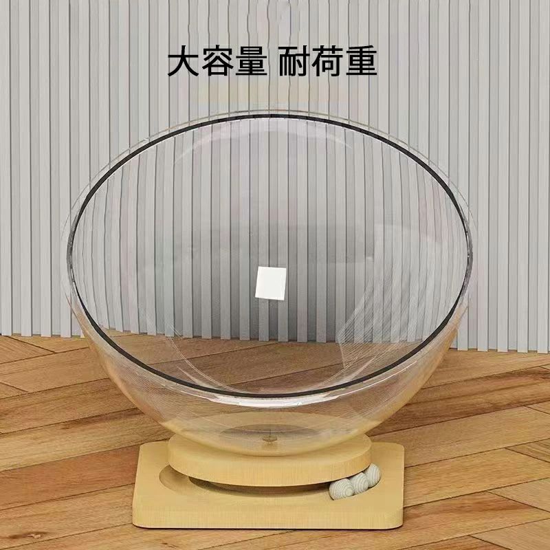 耐荷重 直径30/37/42cm 安定 おもちゃの木の玉付き 睡眠休憩 半円形 透明 ペットベ...